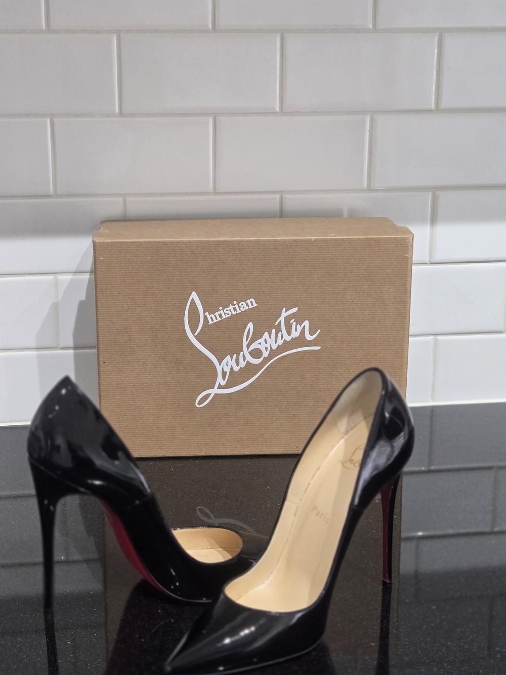Christian Louboutin Black Patent Leather Pointed-Toe Pumps